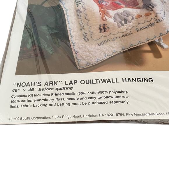 Bucilla Stamped Cross Stitch Noah’s Ark Lap Quilt Wall Hanging 45x45 - Picture 4 of 6